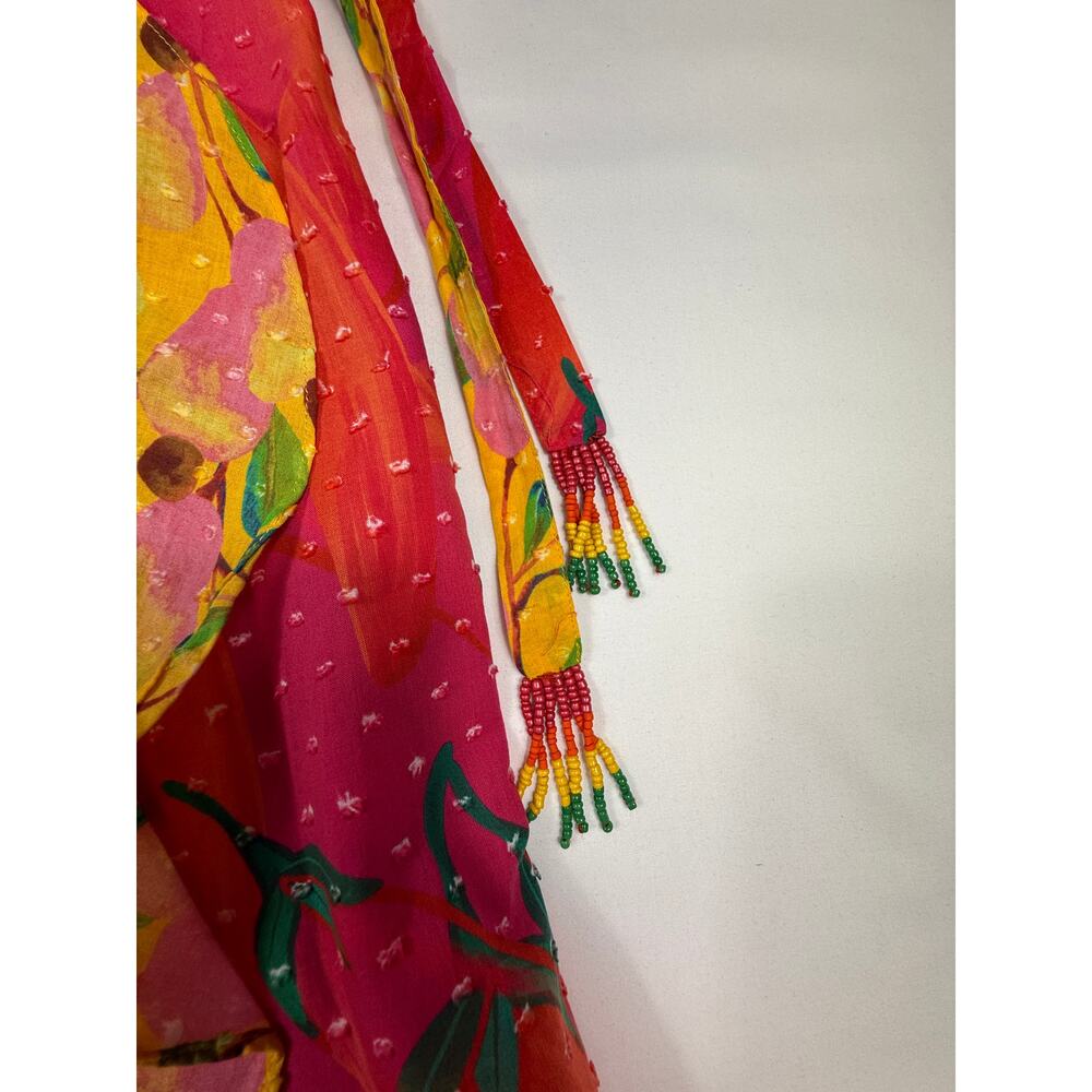 Anthropologie Farm Rio Garden Mix Print Wrap Skirt S Yellow Pears Pink Peppers  - Picture 3 of 10